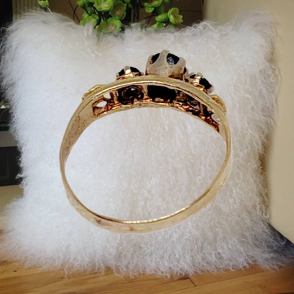Solid 14K Gold Ring with 3 Genuine Sapphire Stones